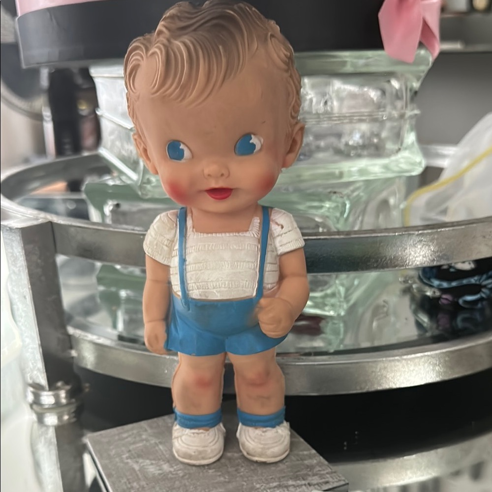 Vintage Doll with Blue Overalls